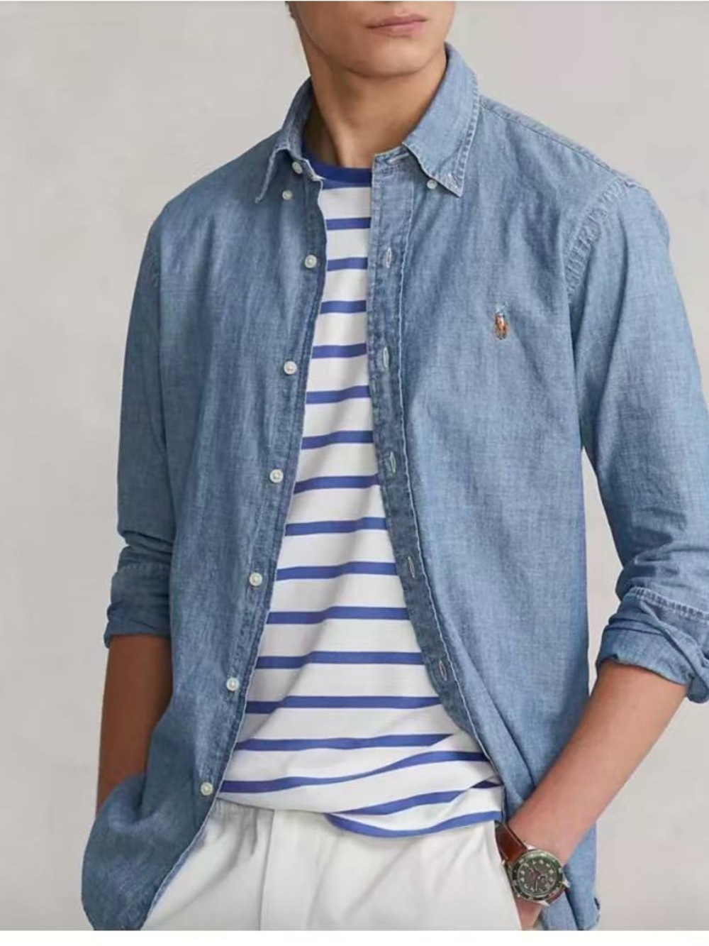 NWT Polo Ralph Lauren Men’s 
Classic Fit Indigo Chambray Shirt Size L